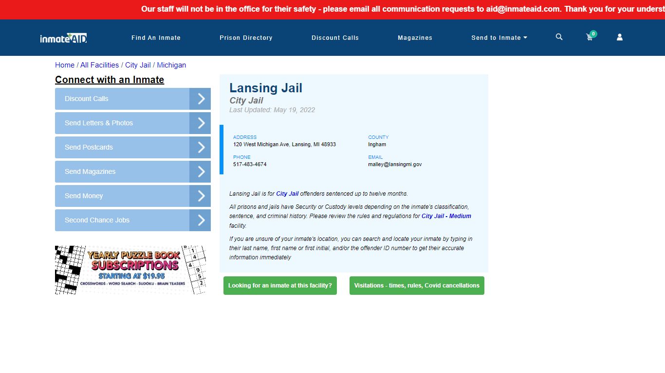 Lansing Jail | Inmate Locator