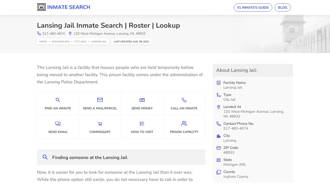Lansing Jail Inmate Search | Roster | Lookup