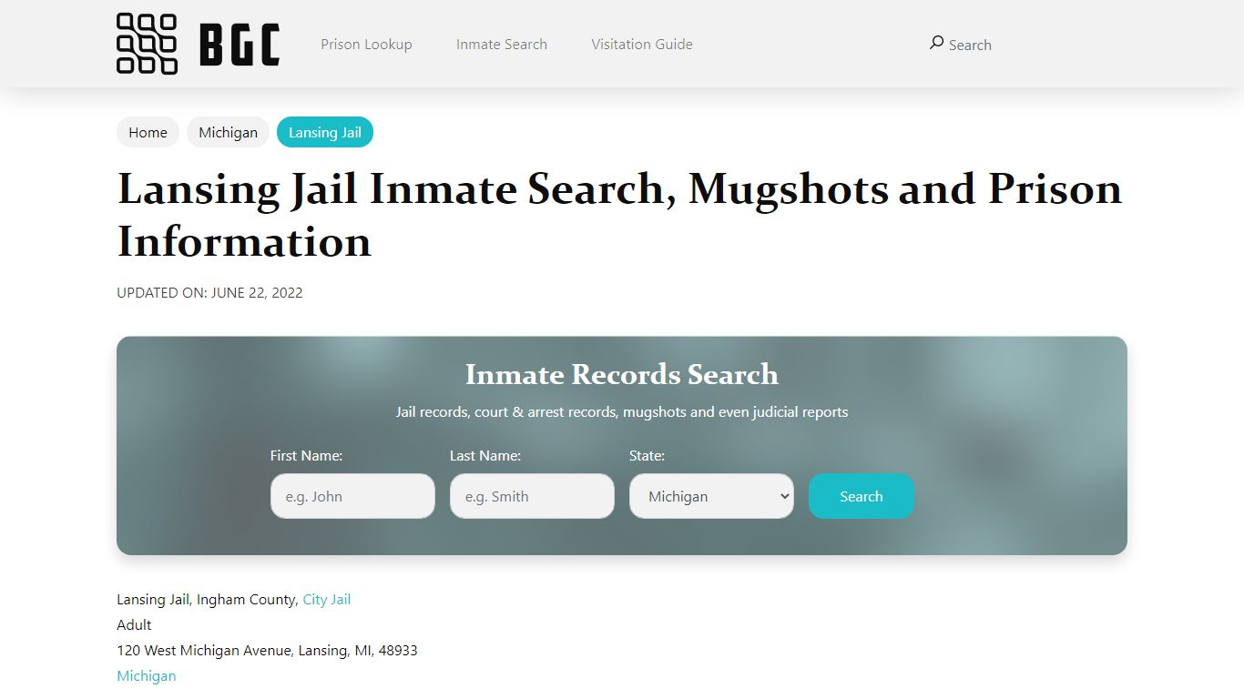 Lansing Jail Inmate Search, Mugshots, Visitation, Phone no ...