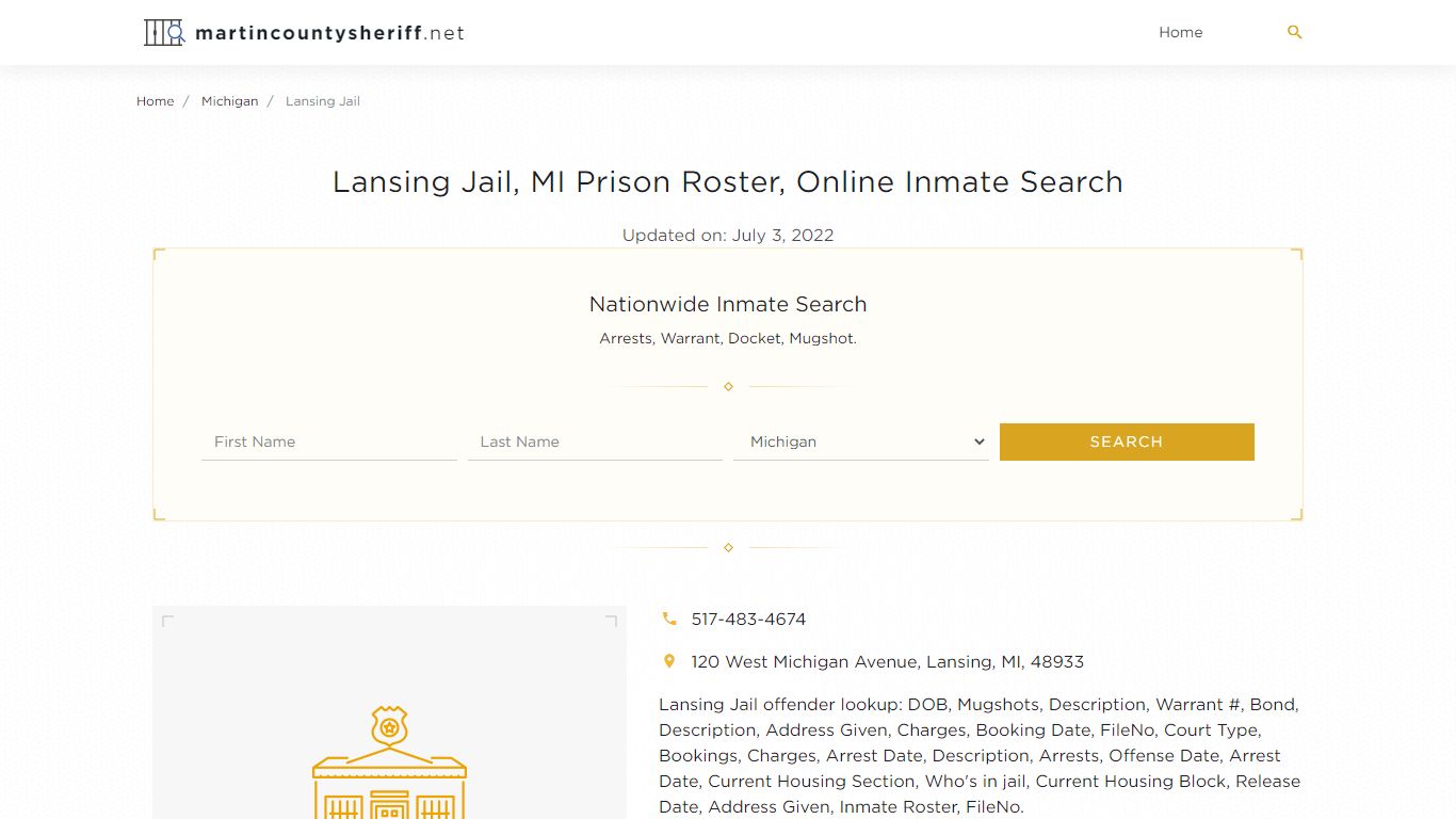 Lansing Jail, MI Prison Roster, Online Inmate Search ...